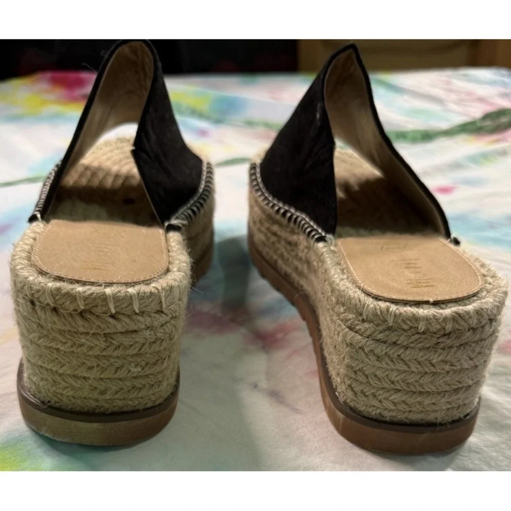 Mi.iM Black Suede Espadrilles Sandals Slides Women's Size 10 Casual EUC Boho‎